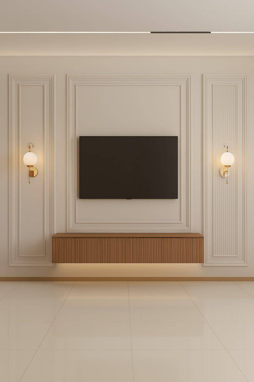 طراحی TV Wall به سبک نئوکلاسیک